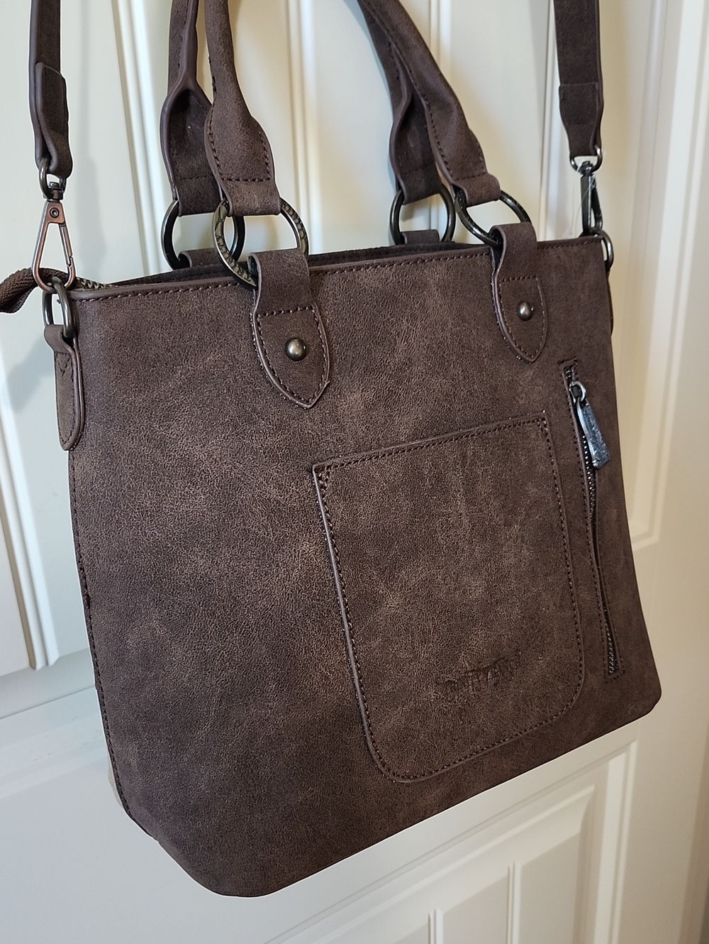 Trinity Ranch Tooled Fringe Tote  Satchel Conceal Carry Handbag NWT - Picture 8 of 12